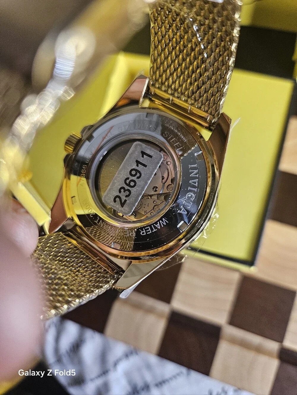 Invicta Grand Diver Gold Tone Mesh Bracelet Watch with Black Dial 47mm